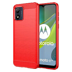 Htdmobiles Coque pour Motorola Moto E13 - housse etui silicone gel carbone + verre trempe - ROUGE