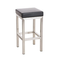 Decoshop26 Tabouret de bar x1 avec repose-pieds design simple hauteur d'assise 80 cm en PVC noir et support en acier inoxydable 10_0005415