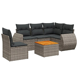 Maison Chic Salon de jardin 6 pcs avec coussins | Ensemble de Table et chaises | Mobilier d'Extérieur gris résine tressée -GKD87010