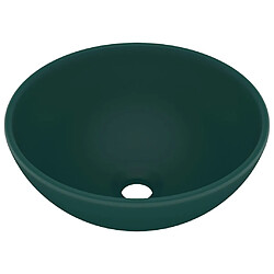 vidaXL Lavabo rond de salle de bain Vert foncé mat 32,5x14cm Céramique