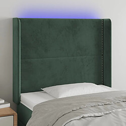 Maison Chic Tête de lit moderne à LED lumineuse pour chambre - Décoration de lit Vert foncé 93x16x118/128 cm Velours -MN50932