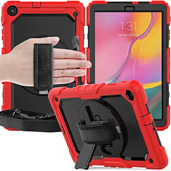 Acheter Coque en TPU + Silicone avec béquille et sangle rouge/noir pour votre Samsung Galaxy Tab A 10.1 (2019) SM-T510/T515