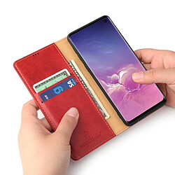 Wewoo étuis en cuir Coque Housse Étui avec rabat horizontal PU pour Galaxy S10, support, fente pour carte et portefeuille (rouge) pas cher