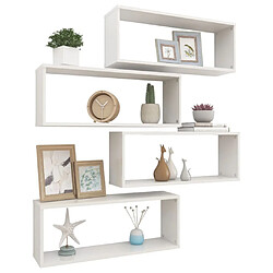 Avis Maison Chic Lot de 4 Étagères cube murales,Etagère de rangement flottantes Blanc brillant 60x15x23cm Aggloméré -MN85512