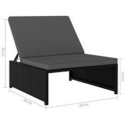 vidaXL Chaises inclinables de jardin lot de 2 et table résine tressée pas cher