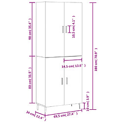 vidaXL Buffet haut Gris béton 69,5x34x180 cm Bois d'ingénierie pas cher