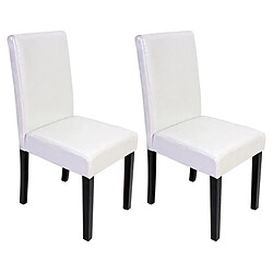 Mendler Lot de 2 chaises de séjour Littau ~ cuir reconstitué blanc, pieds foncés