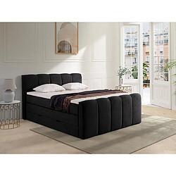 Vente-Unique Ensemble complet boxspring tête de lit capitonnée + sommiers coffre + matelas + surmatelas - 160 x 200 cm - Tissu - Anthracite - VERONE II de PALACIO 