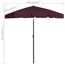 vidaXL Parasol de plage rouge bordeaux 180x120 cm pas cher