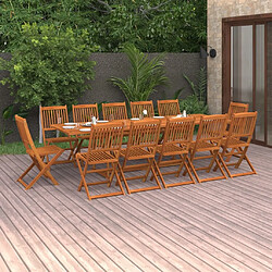 Maison Chic Mobilier à dîner 13 pcs de jardin - Ensemble table et chaises d'extérieur - Salon/Mobilier de jardin classique Bois d'acacia massif -MN28616