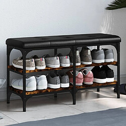 Maison Chic Banc à chaussures | Meuble de rangement à chaussures Meuble d'Entrée chêne fumé 82x32x47 cm Bois d'ingénierie -MN68897