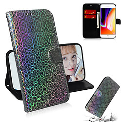 Wewoo Housse Coque Pour iPhone 7 Plus / 8 Plus couleur unie boucle colorée magnétique horizontale étui en cuir PU avec titulaire et fentes cartes et portefeuille et lanière Argent