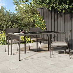 Maison Chic Table de jardin | Table d'extérieur Gris 190x90x75 cm Verre trempé/résine tressée -GKD63593