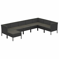 Maison Chic Salon de jardin 8 pcs + coussins - Mobilier/Meubles de jardin - Table et chaises d'extérieur Résine tressée Noir -MN51463