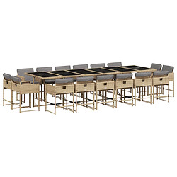 vidaXL Ensemble à manger de jardin et coussins 17 pcs mélange beige