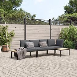 vidaXL Salon de jardin 3 pcs avec coussins noir aluminium