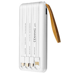 Batterie Externe Solaire 15000mAh avec Câble MicroUSB Lightning USB C LinQ blanc