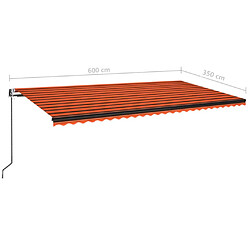 vidaXL Auvent rétractable automatique 600x350 cm Orange et marron pas cher