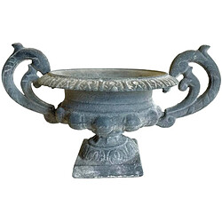 L'Héritier Du Temps Vase Vasque Chambord Jardinière de Pilier Pot de Fleur Décoratif en Fonte Gris 14,5x16,5x26cm