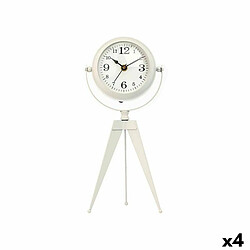 Gift Decor Horloge de table Tripode Blanc Métal 12 x 30 x 12 cm (4 Unités)