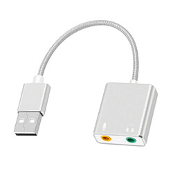 Adaptateur audio Carte son externe stéréo USB pour casque 3,5 mm, blanc