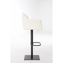 Avis Decoshop26 Tabouret de bar chaise haute de comptoir couture carrées assise en PVC crème cadre en métal blanc 10_0004675