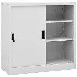 vidaXL Armoire de bureau porte coulissante Gris clair 90x40x90cm Acier