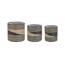 Beliani Lot de 3 pots de fleurs RATTAIL Osier Bois clair/Noir