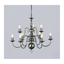 Lumière Chandelier sans abats jours Flemish Étain 9 ampoules 64cm