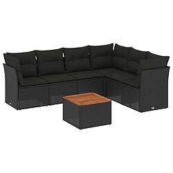 Maison Chic Salon de jardin 7 pcs avec coussins | Ensemble de Table et chaises | Mobilier d'Extérieur noir résine tressée -GKD55755