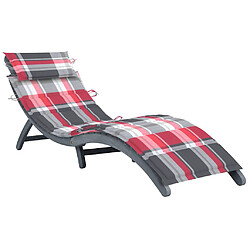 vidaXL Chaise longue avec coussin - Gris bois d'acacia