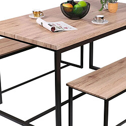 Urban Living Table à manger et ses 2 bancs Dock - H. 75 cm - Beige et Noir pas cher