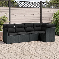 Maison Chic Salon de jardin 5 pcs avec coussins | Ensemble de Table et chaises | Mobilier d'Extérieur noir résine tressée -GKD62511