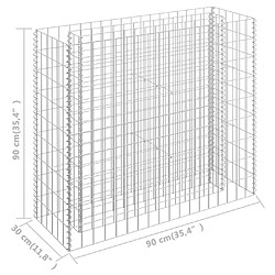 vidaXL Lit surélevé à gabion Acier galvanisé 90x30x90 cm pas cher