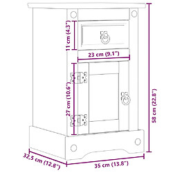 vidaXL Table de chevet Corona 35x32,5x58 cm bois de pin massif pas cher