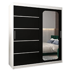 Abiks Meble Armoire PROMO V2 À Portes Coulissantes 200/180/62 2 Portes (Blanc/Noir)