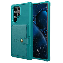 Coque en TPU + PU avec béquille et porte-carte vert pour Samsung Galaxy S22 Ultra 5G