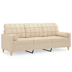 Maison Chic Canapé 3 places avec oreillers,Sofa de Salon,Canapé droit décoratifs crème 180 cm tissu -GKD504174