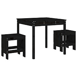 Maison Chic Table de bistro et chaises d'extérieur 3 pcs,Ensemble de bistro de jardin pour relax noir bois de pin massif -GKD819111