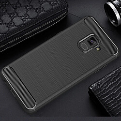 Wewoo Coque noir pour Samsung Galaxy A8 2018 Texture en fibre de carbone brossé antichoc TPU étui de protection