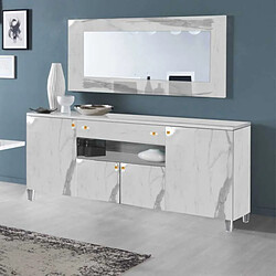 Dansmamaison Buffet 4 portes marbre blanc brillant - CARRARE