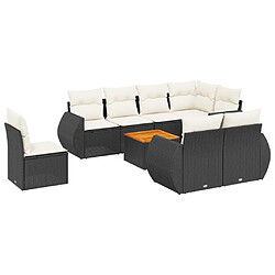 Maison Chic Ensemble Tables et chaises d'extérieur 9 pcs avec coussins,Salon de jardin noir résine tressée -GKD899154