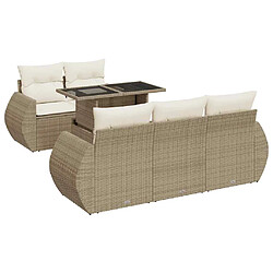 vidaXL Salon de jardin avec coussins 6 pcs beige résine tressée