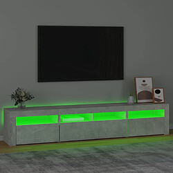 Avis vidaXL Meuble TV avec lumières LED Gris béton 210x35x40 cm