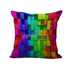 Tissé Imprimé Grille Oreiller Coton Lin Throw Cas Rainbow Housse De Coussin Décor