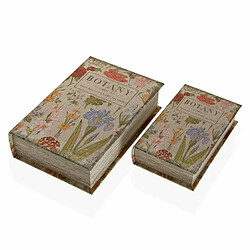 Boîte Décorative Versa Botany Livre Toile Bois MDF 7 x 27 x 18 cm