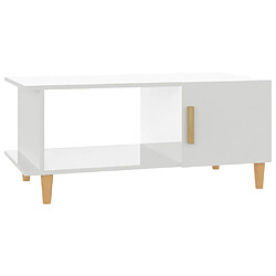 vidaXL Table basse Blanc brillant 90x50x40 cm Bois d'ingénierie