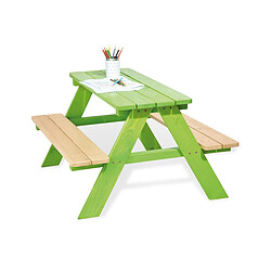 Pinolino Table en bois 4 places avec bancs Nicky vert