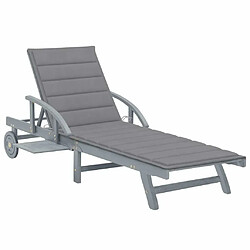 Maison Chic Chaise longue de jardin avec coussin | Bain de soleil Relax | Transat Bois d'acacia solide -GKD38707