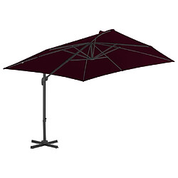 Helloshop26 Parasol déporté avec mât en aluminium 300 x 300 cm rouge bordeaux 02_0008500